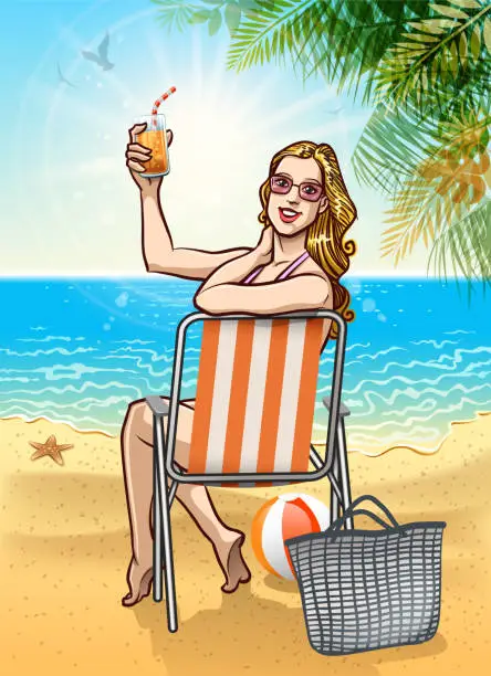 Vector illustration of beautiful beach