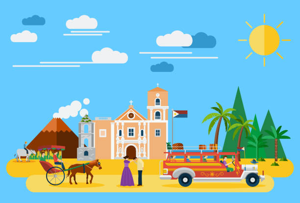 Illustration of the Philippines's landmarks and icons Objects are grouped national capital region philippines stock illustrations