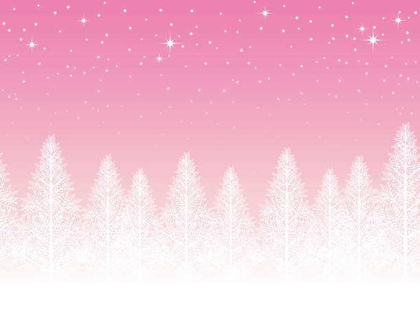 Seamless snowy landscape, vector illustration. Seamless snowy landscape, vector illustration. Horizontally repeatable. pink christmas tree stock illustrations