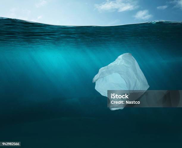 Water Pollution Concept Stock Photo - Download Image Now - Sea, Plastic, Plastic Bag