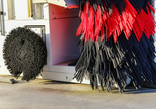 street sweeper cleaning truck - square composition