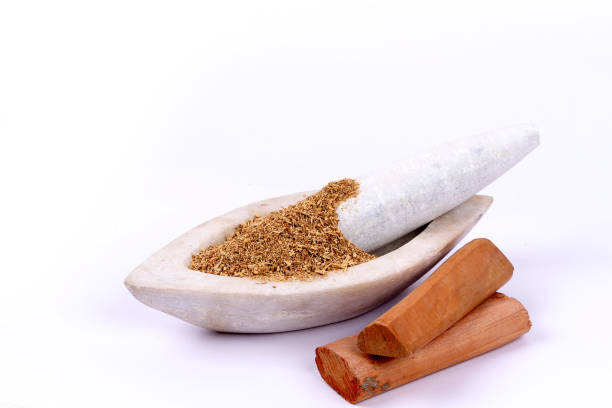 istock Chandan or sandalwood, sandalwood sticks, perfume, selective focus 942989458