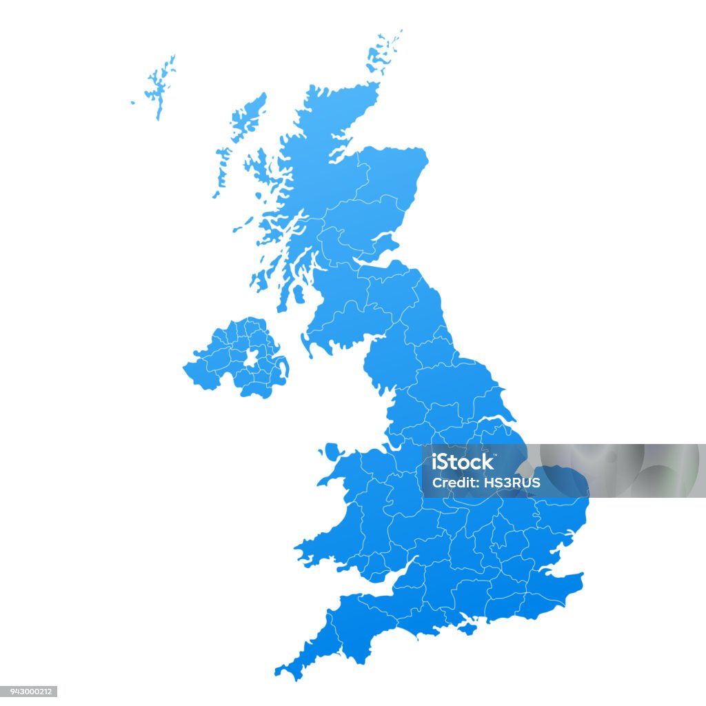 map blue of United Kingdom Vector Map stock vector