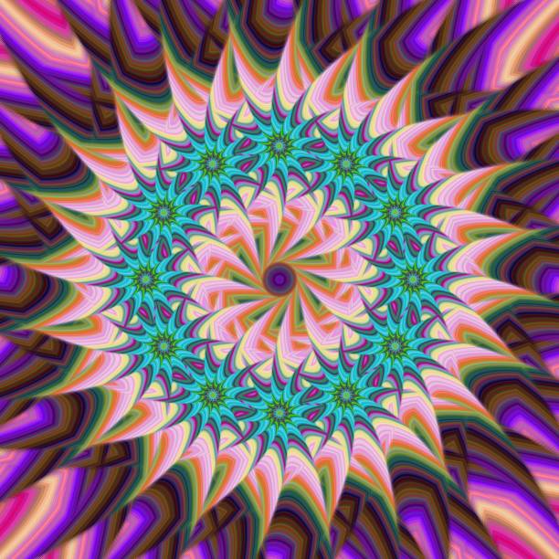 istock Abstract colorful fractal flower star background 943001288