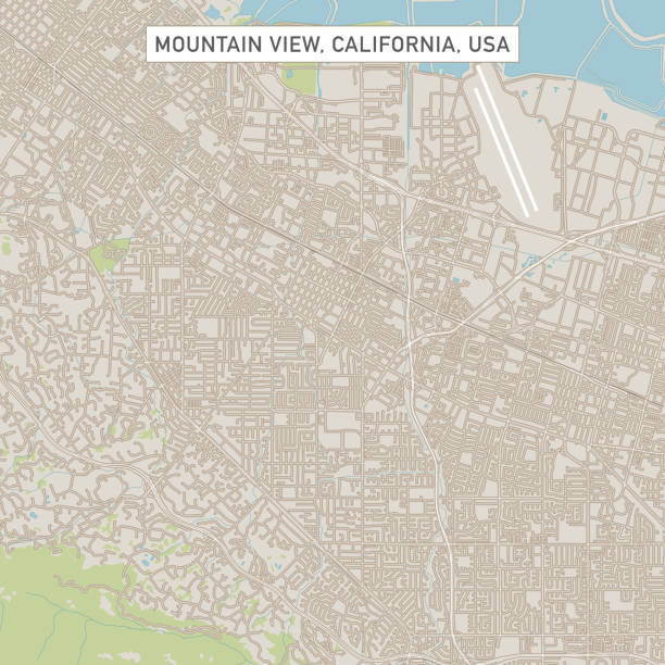ilustraciones, imágenes clip art, dibujos animados e iconos de stock de mountain view california estados unidos mapa de calle de la ciudad - silicon valley