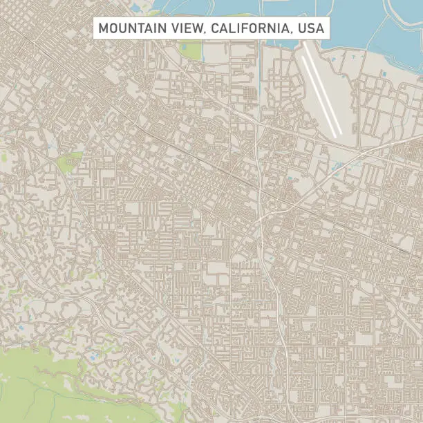 Vector illustration of Mountain View California US City Street Map