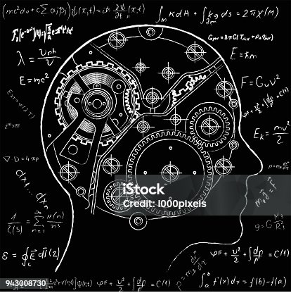 istock The mechanism of human thinking. It is depicted in the form of a clock mechanism with gears and screws located inside the human head 943008730