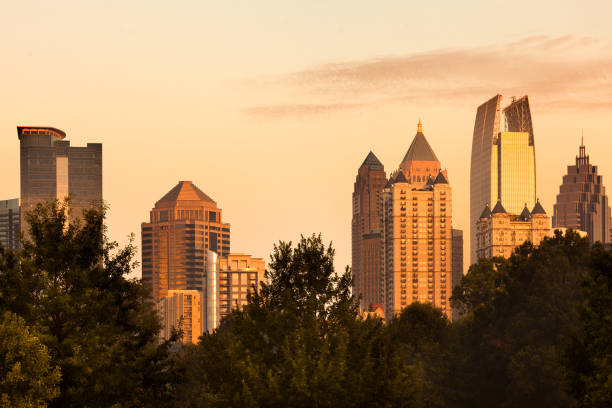 Midtown Skyline From Piedmont Park In Atlanta Stock Photo - Download Image  Now - Atlanta - Georgia, Midtown Manhattan, Sunrise - Dawn - iStock