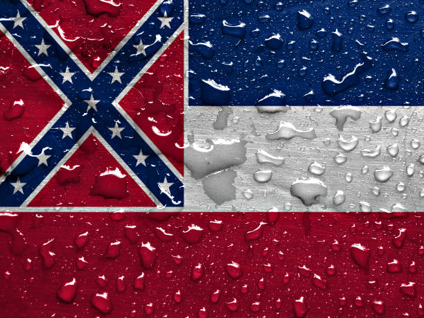istock flag of Mississippi with rain drops 943015218