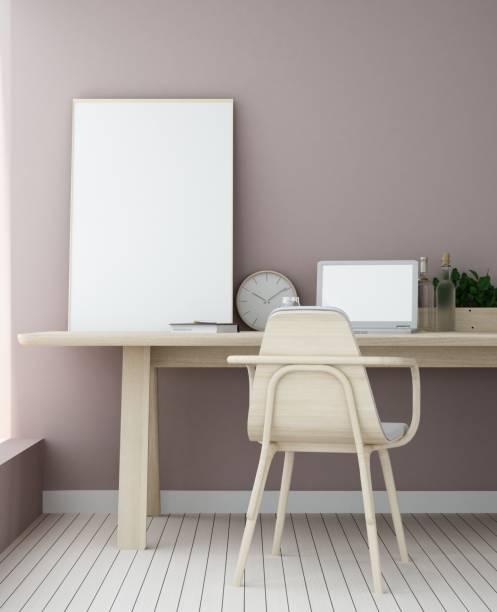 istock Work space interior background in hotel wall painted - 3d rendering minimal japanese 943015394