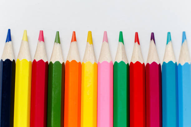 istock a set of colored pencils lined in a row 943015832