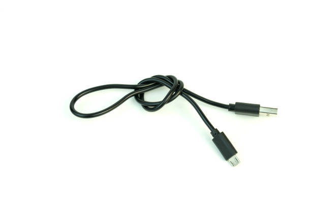 istock The usb wire is black. Photo on white background. 943023424