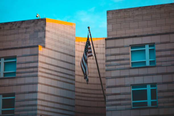 american flag at office building