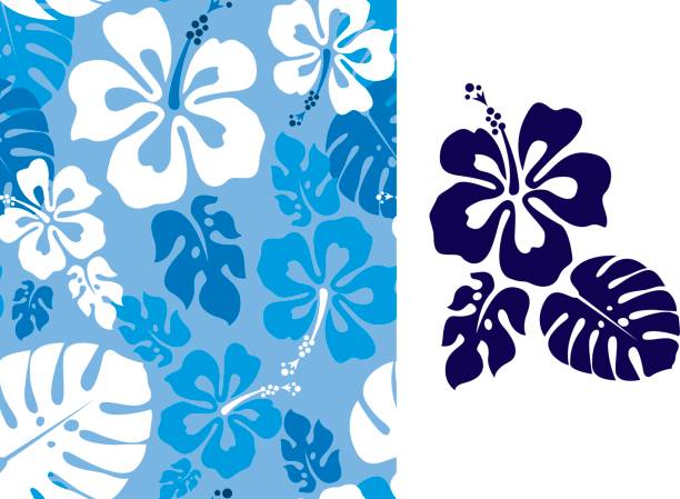 illustrations, cliparts, dessins animés et icônes de surf motif hibiscus - fleur ibiscus