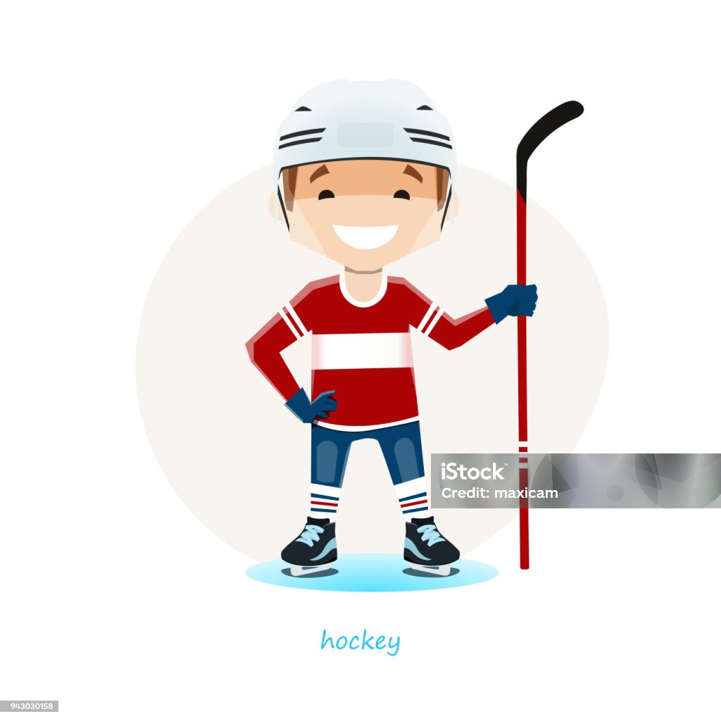 Vector illustration of young hockey player isolated on white background Vector illustration of young hockey player isolated on white background. EPS 10 file. Athlete stock vector