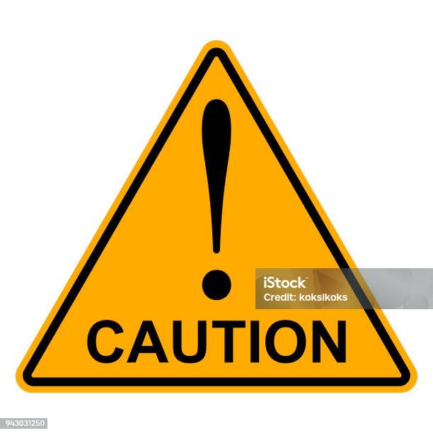 Orange Yellow Triangle With Exclamation Mark Word Caution Vector Hazard Warning Attention Sign Stock Illustration - Download Image Now