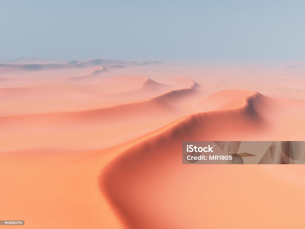 Sand desert with dunes Computer generated 3D illustration with a sand desert Desert Area Stock Photo
