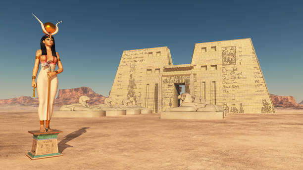 Large tall ancient egyptian obelisk at the temple of Luxor with hieroglyphic carvings isolated on white background