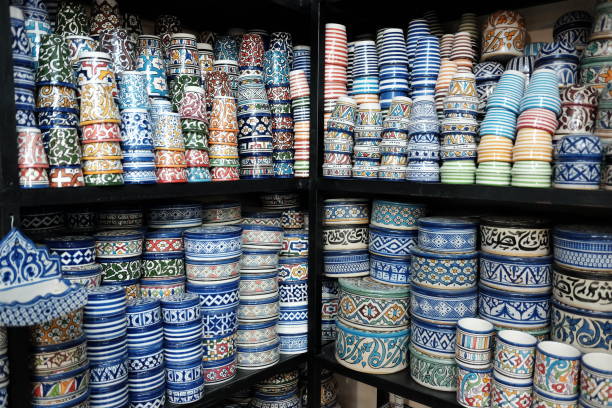 istock Traditional arabic pottery in Fez, Morocco 943048244