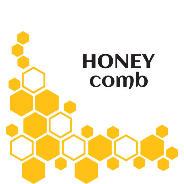 ilustrações de stock, clip art, desenhos animados e ícones de abstract background with yellow honeycomb. vector illustration - hexágono ilustrações