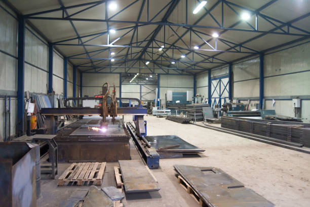 istock Plasma cutter cutting steel plates 943055146