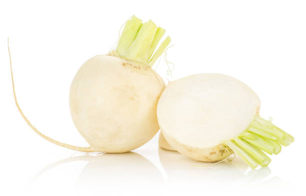 istock Fresh white radish isolated on white 943055602