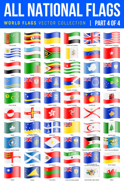 모든 세계 플래그입니다. 흔들며 광택 아이콘 벡터. 4 제 4 부 - welsh flag stock illustrations