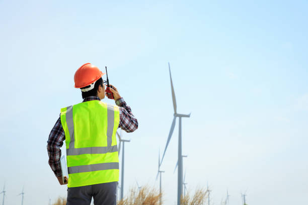 istock Engineers are investigating the wind turbine. 943074474
