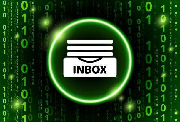 Inbox Binary Code Vector Pattern Background Inbox Binary Code Vector Pattern Background. The white icons is in the center of the image and is rendered on top of a circular shape with a glowing green outline. The rest of the image is filled with a binary code background. The numbers zero and one alternate and are of various sizes and shades of the green color. There is a sense of vertical motion in this image, The background color is black. zero inbox stock illustrations