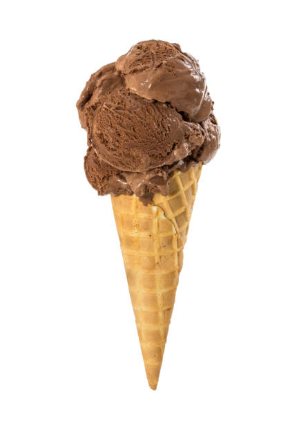istock Wafer cone with chocolate ice cream isolated on white 943078322