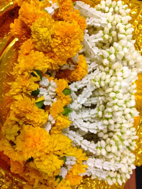 Photo of Thai traditional jasmine garland on gold