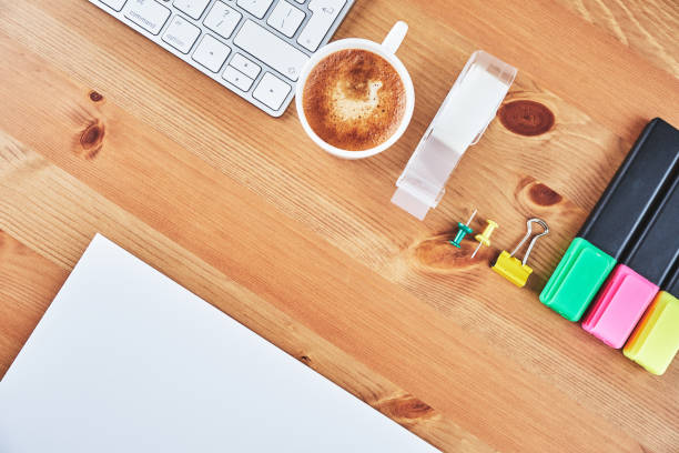 istock Desk with office supplies 943085772