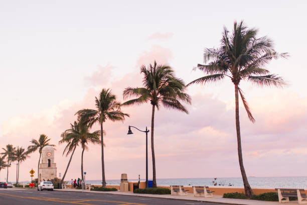 istock Pink Pastel Worth Avenue Clock Tower in Palm Beach 943087924