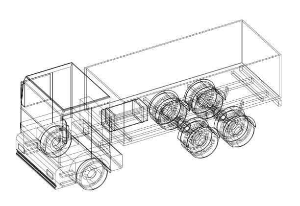 istock Truck 3D blueprint - isolated 943089576