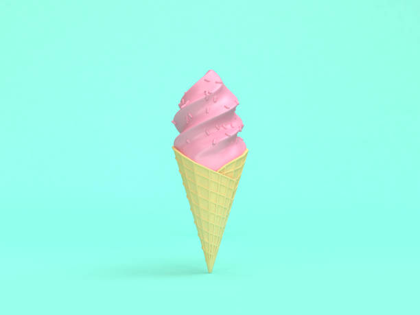 istock minimal green background 3d rendering abstract pink ice cream cone 943092156