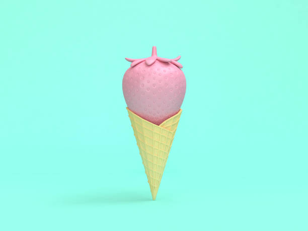 istock abstract ice cream cone pink strawberry minimal green background 3d rendering 943092204