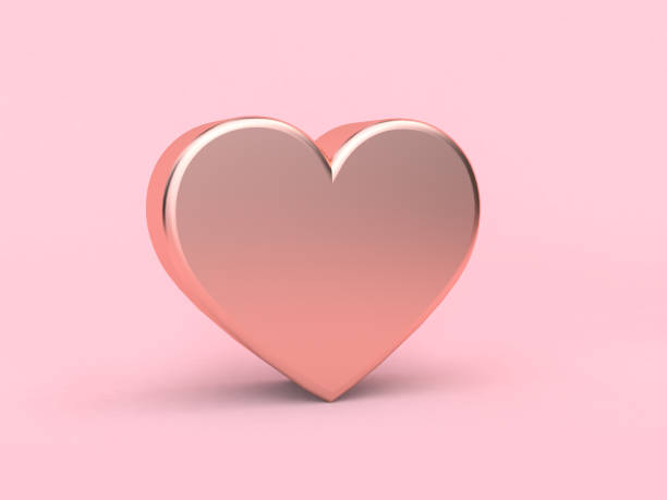 metallic pink heart love valentine concept 3d rendering