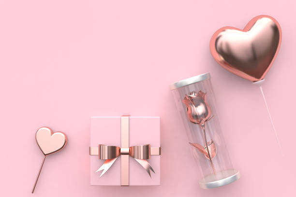 istock pink background heart shape gift box rose inside jar balloon heart abstract valentine concept 3d rendering 943092500