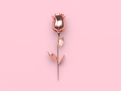 abstract metallic pink rose valentine concept 3d rendering pink background