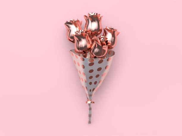 istock abstract metallic rose-flower bouquet valentine concept 3d rendering 943092632