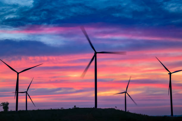 molinos de energía eólica, tailandia - wind turbine motion alternative energy wind power fotografías e imágenes de stock