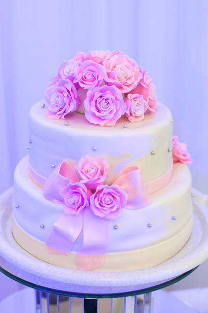 istock wedding cake with flowers on the wedding banquet 943104530
