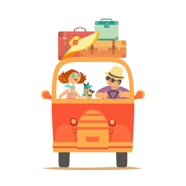 Vector illustration of Travelling by car icon