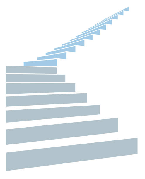 Stair in sky Stair as a symbol of height is in infographic moving up illustrations stock illustrations