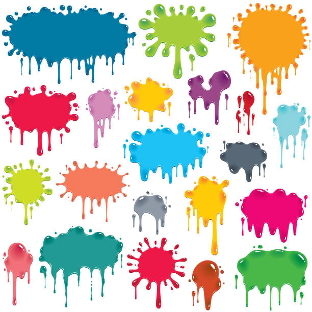 빛나는 화려한 많아요 - blob paint slimy splattered stock illustrations