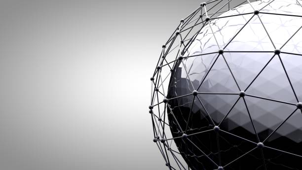 istock Wireframe connecting sphere. Connection lines around earth globe. The concept of social network, globe connection. Global International connectivity Background. Abstract 3d rendering illustration. 943148860