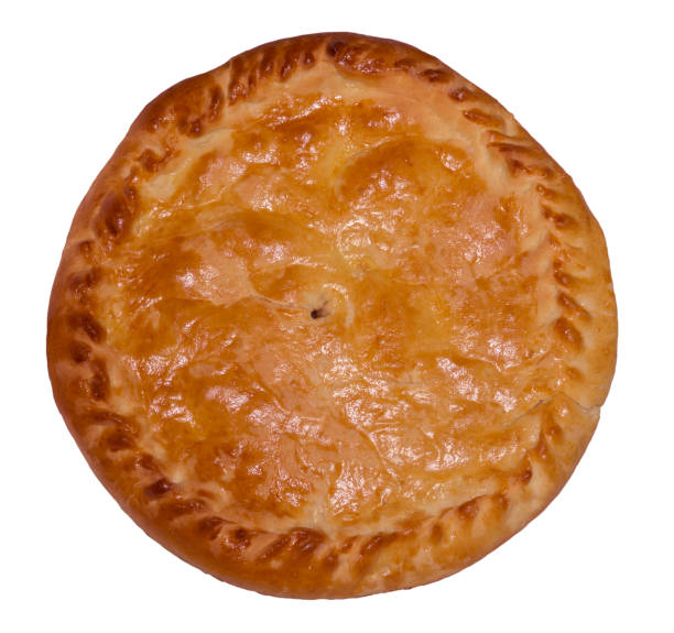 istock round closed homemade pie isolated on white background