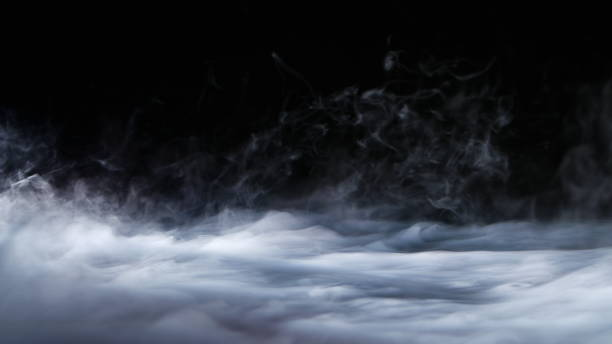 realistico ghiaccio secco fumo nuvole nebbia sovrapposizione - ghiacciato foto e immagini stock