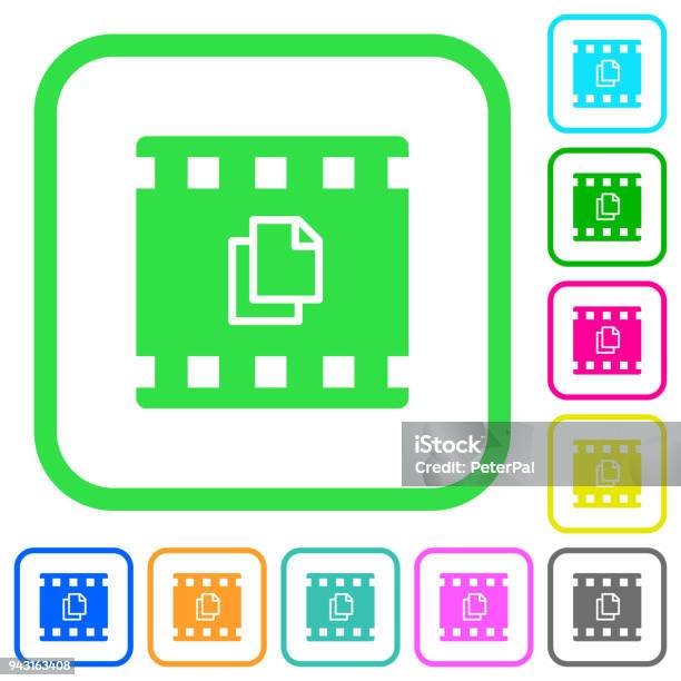 Copy Movie Vivid Colored Flat Icons Stock Illustration - Download Image Now - Border - Frame, Clip - Office Supply, Curve