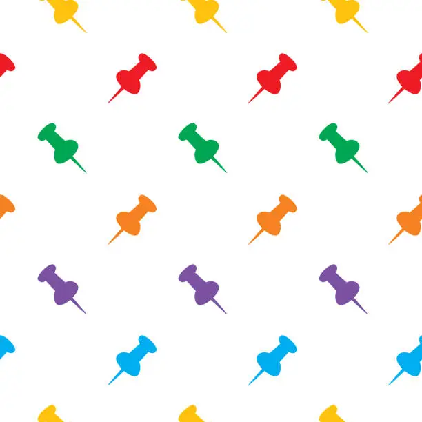Vector illustration of Colorful Pushpin Seamless Pattern
